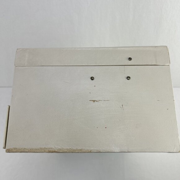 Vintage MCM Jewelry Box Cream Red Satin & Velvet Interior 3 Tier Made In Canada - Picture 13 of 16